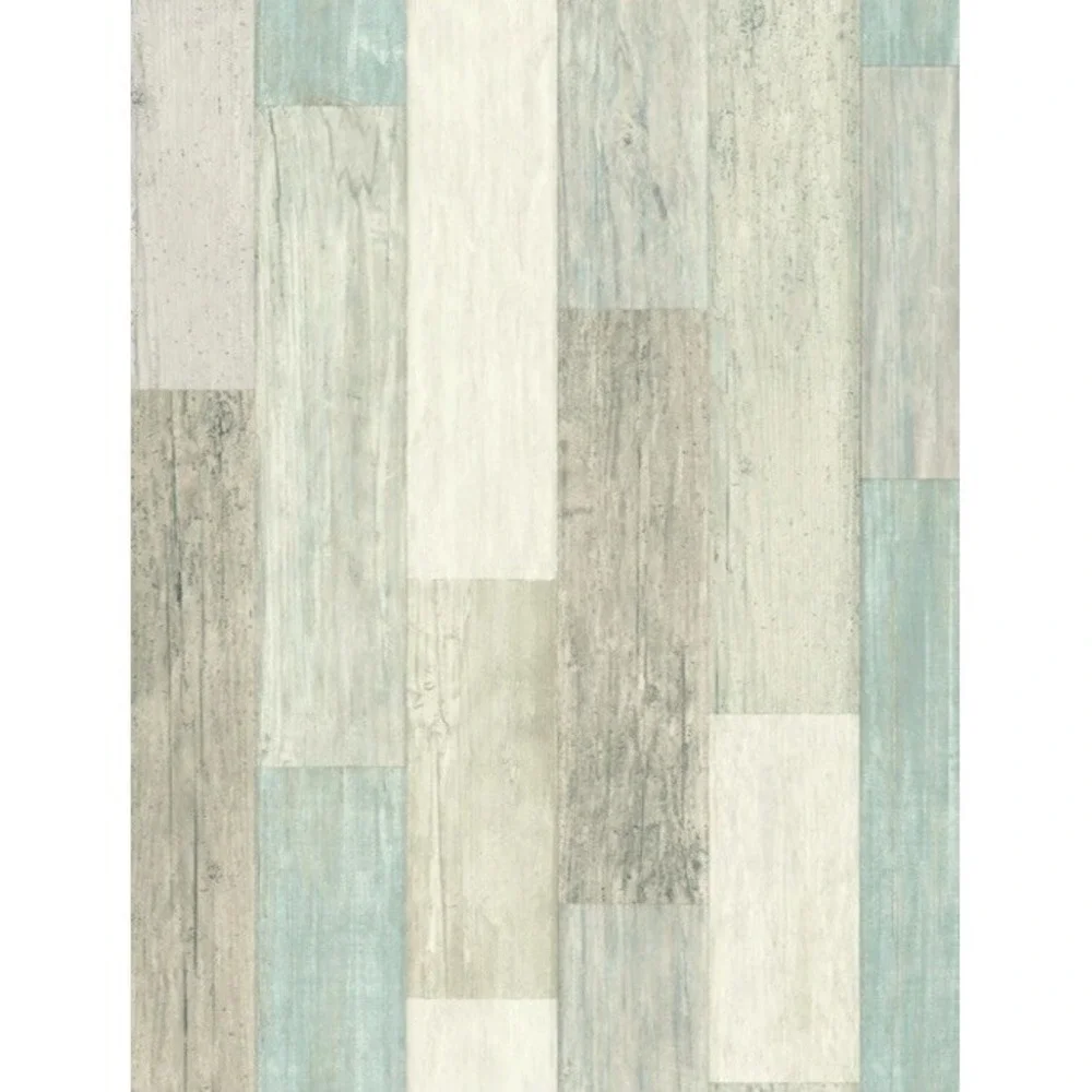 Roommates‎ Set Coastal Blue Distressed Faux Wood Plank Peel and Stick Wallpaper